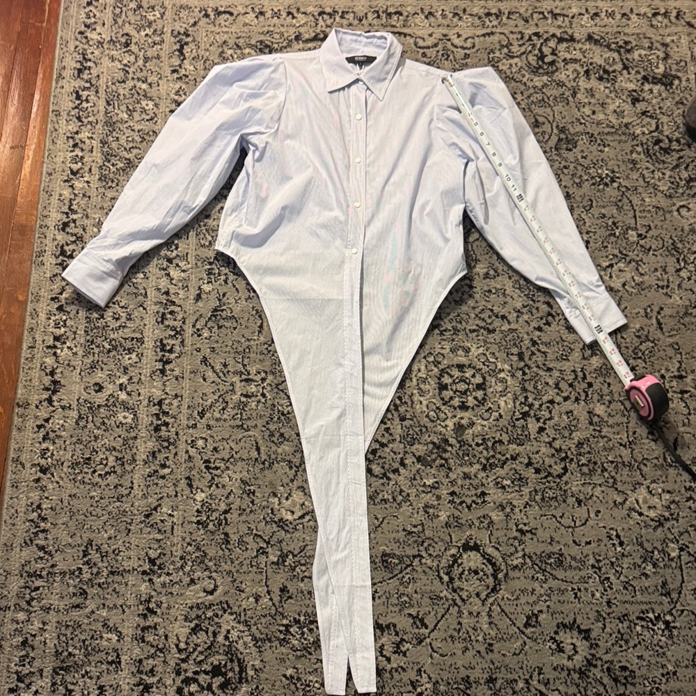 Pinstriped Button-Up tie front blouse - Picture 2 of 8
